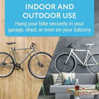 IMPRESA Bike Hooks for Garage Ceiling - Heavy Duty 100 Lbs Capacity, 7 x 4 in - Galvanized Steel & Non-Marring Finish