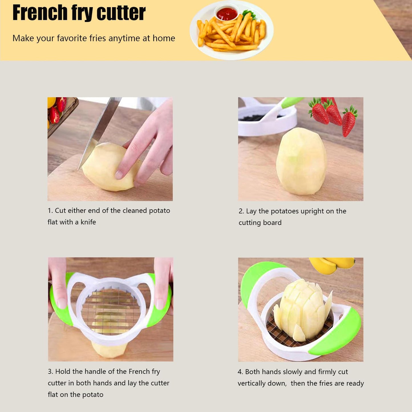 Crinkle Cutter, Stainless Steel Wavy Chopper Slicer Vegetable Salad Garnishing Tools with Cleaning Brush, Fry Cutter for Potatoes (3-piece Set)