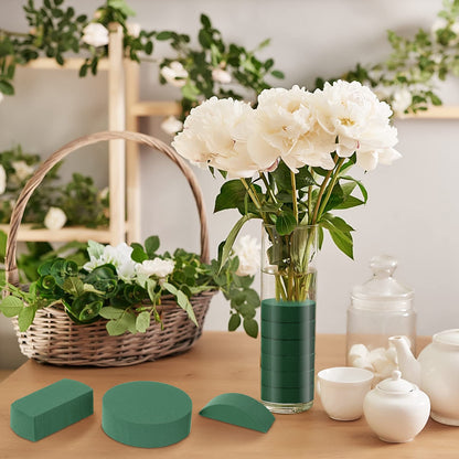 Boao 24 Pieces Round Floral Foam, Wet Floral Foam Bricks Green Flower Foam DIY Flower Arrangement Kit for Wedding, Party Decoration (3 Inch)