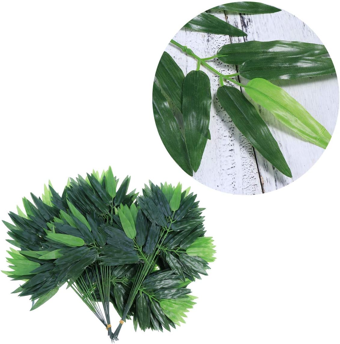 50pcs Artificial Green Bamboo Leaves for Home Hotel Office Decoration (Fake Green Plants)