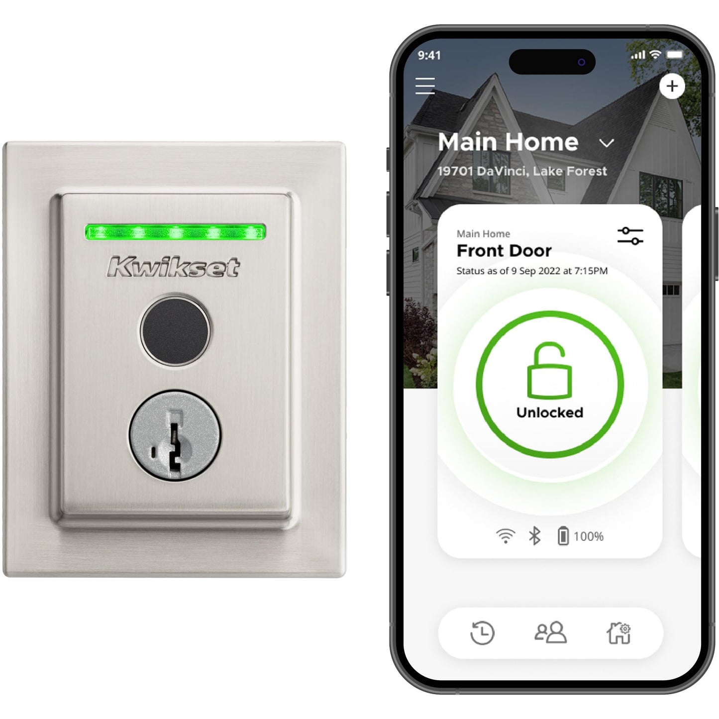 Kwikset Halo Touch Fingerprint Wi-Fi Smart Lock, Keyless Entry Door Low Profile Deadbolt, Geofence Auto-Unlock, Grade AAA Certified, No Hub Easy Install, Matte Black Lifetime Finish Warranty, Square