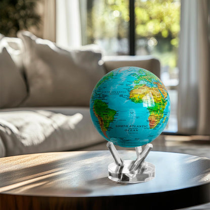 MOVA Globe - Ocean Blue Relief Prestige (8.5") | Solar-Powered Rotating World Globe with Terrain Detail | No Batteries or Cords | Elegant Desk Décor or Educational Gift
