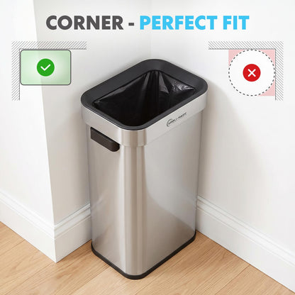 Simpli-Magic 18.5 Gallon (70L) Open Top Trash Can – Rectangular Commercial Trash Can – Smudge-Resistant, Easy to Clean, Non-Skid Base, Brushed Stainless Steel