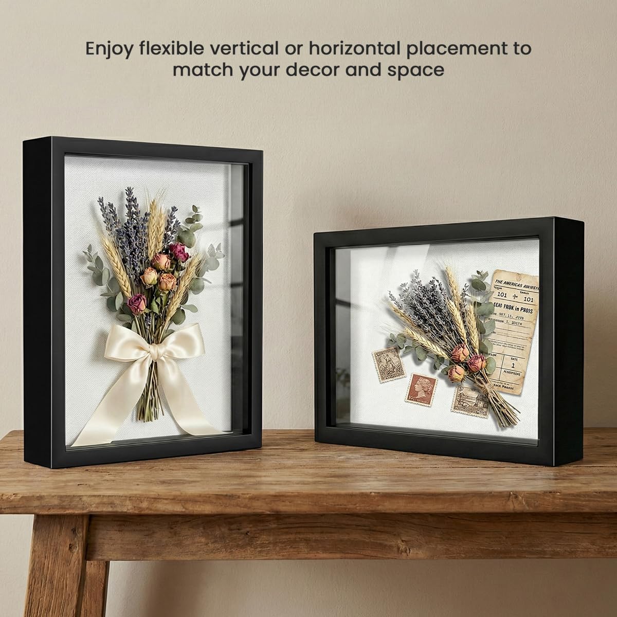 12x16 Large Shadow Box Frame | Soft Linen Back & Push Pins Included, Polystyrene Glass Memory Display Case for Flowers, Tickets & Cherished 3D Items, Black