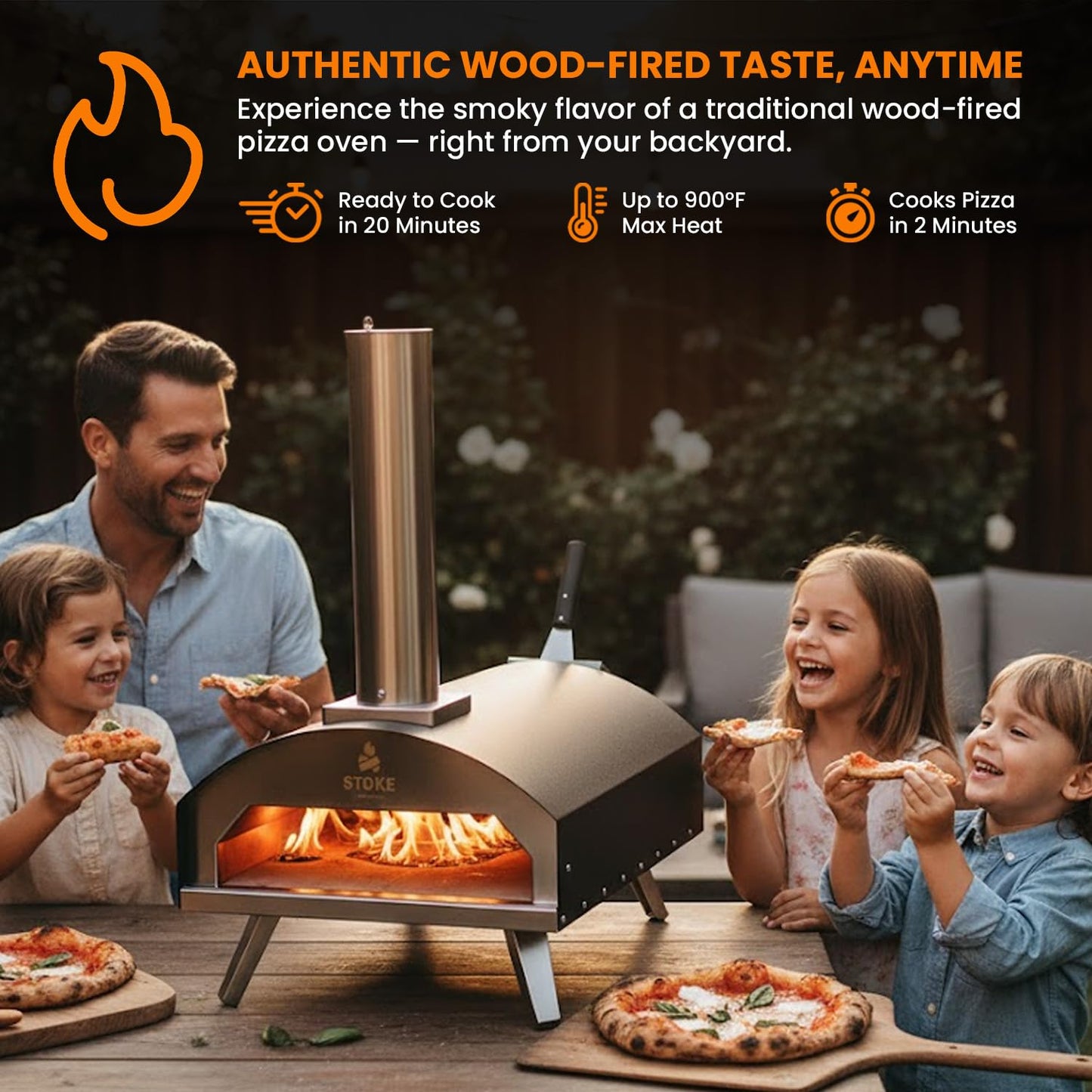 Stoke 16 Inch Outdoor Pizza Oven – Portable Outdoor Pizza Maker for Backyard, Camping, or Tailgating – Stainless Steel Multi-Fuel Oven with Pizza Stone & Accessories
