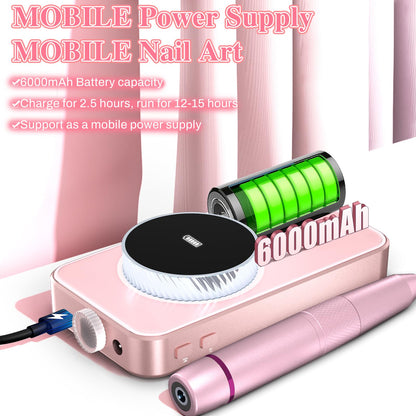 Electric Nail Drill Professional, 50000RPM Electric Nail File Portable Nail Drill Kit 6000mAh Rechargeable Machine for Acrylic Gel Nail, Manicure Pedicure Polishing Nail for Salon Home Purple
