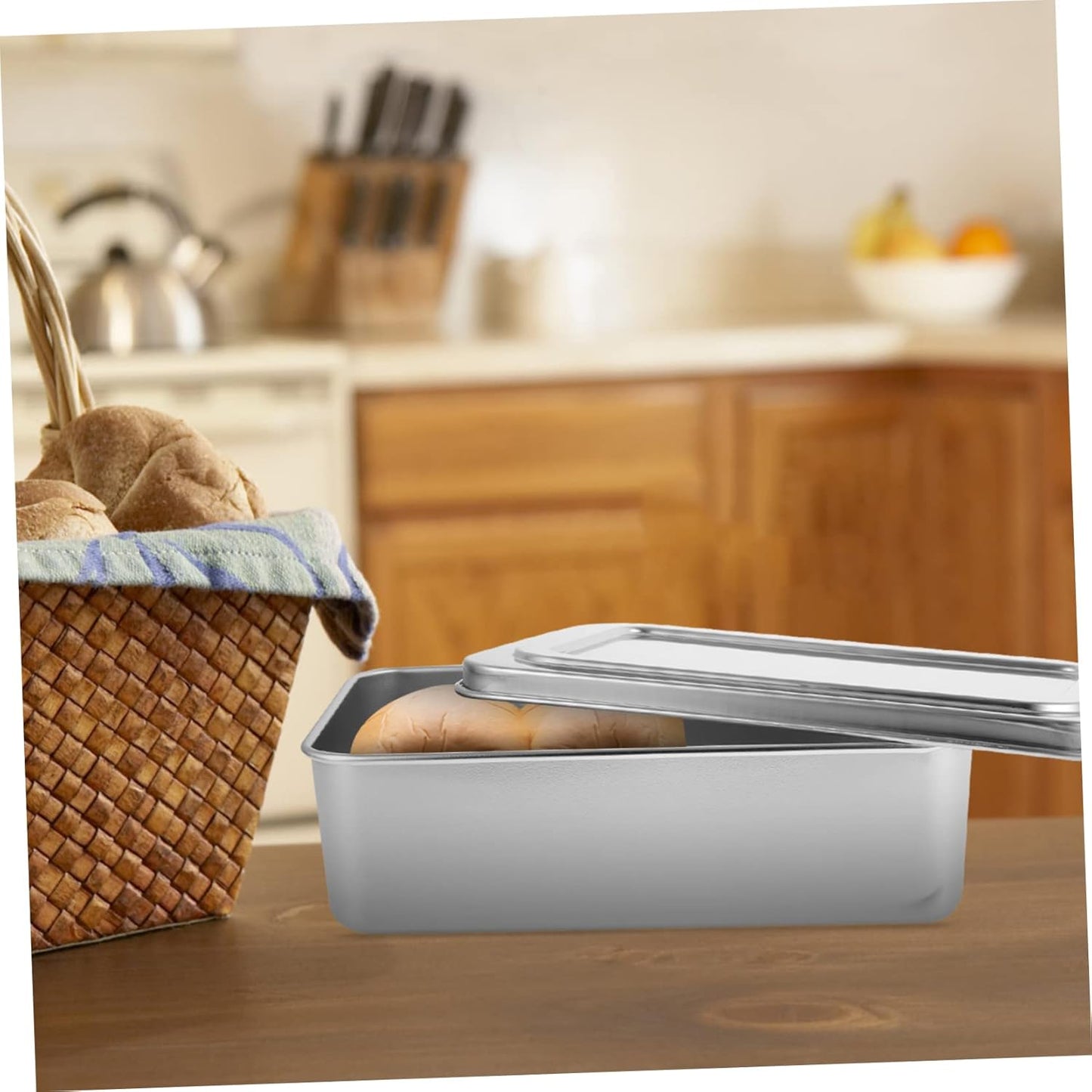 Box Covered Baking Tray - Stainless Steel Bakeware with Lid, Bread Baking Pan, Oven Tray
