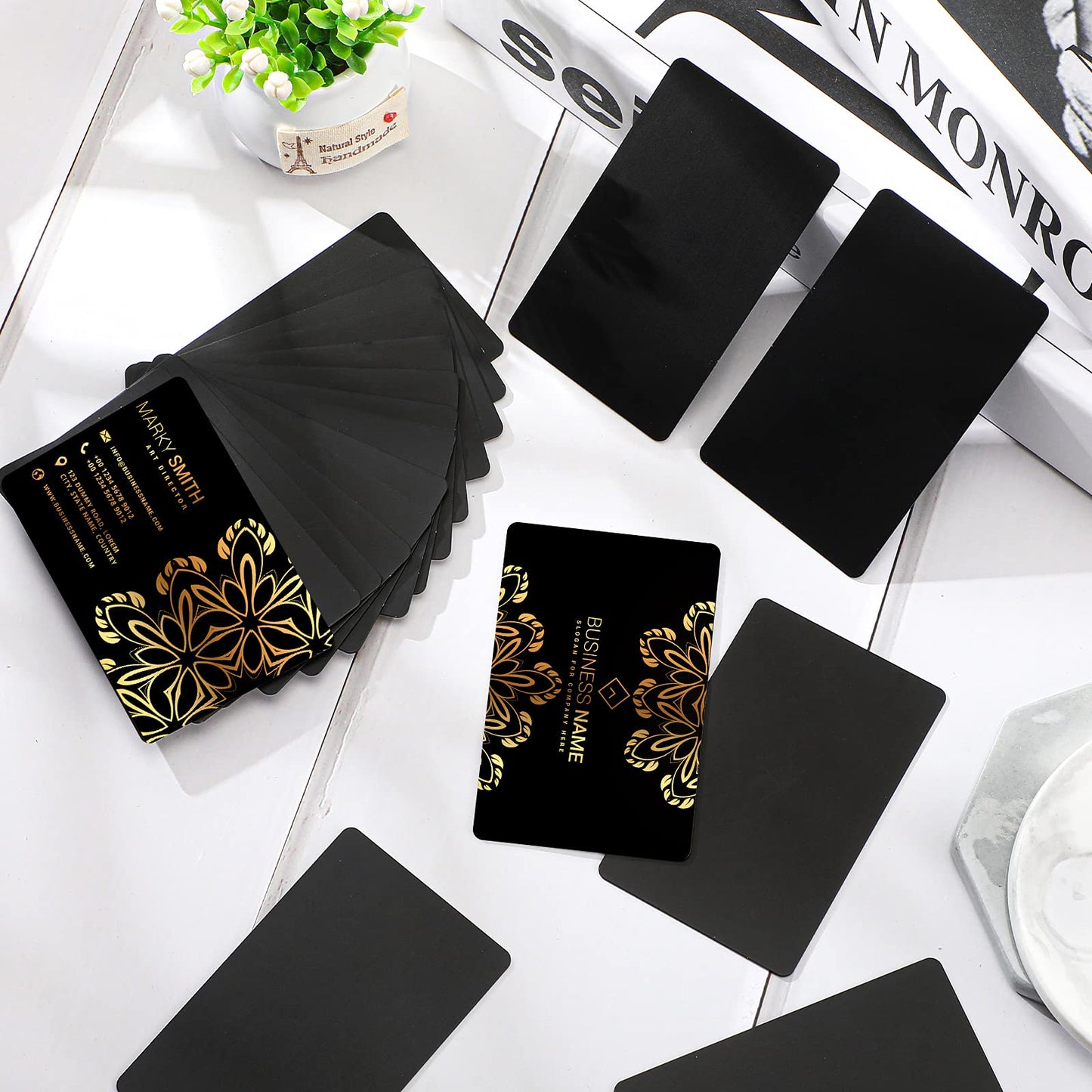 20 Pieces Metal Business Cards Anodized 0.8 mm Thick Aluminum Blanks 3.4 x 2.1 Inch Printable Metal Business Card for Custom Pattern