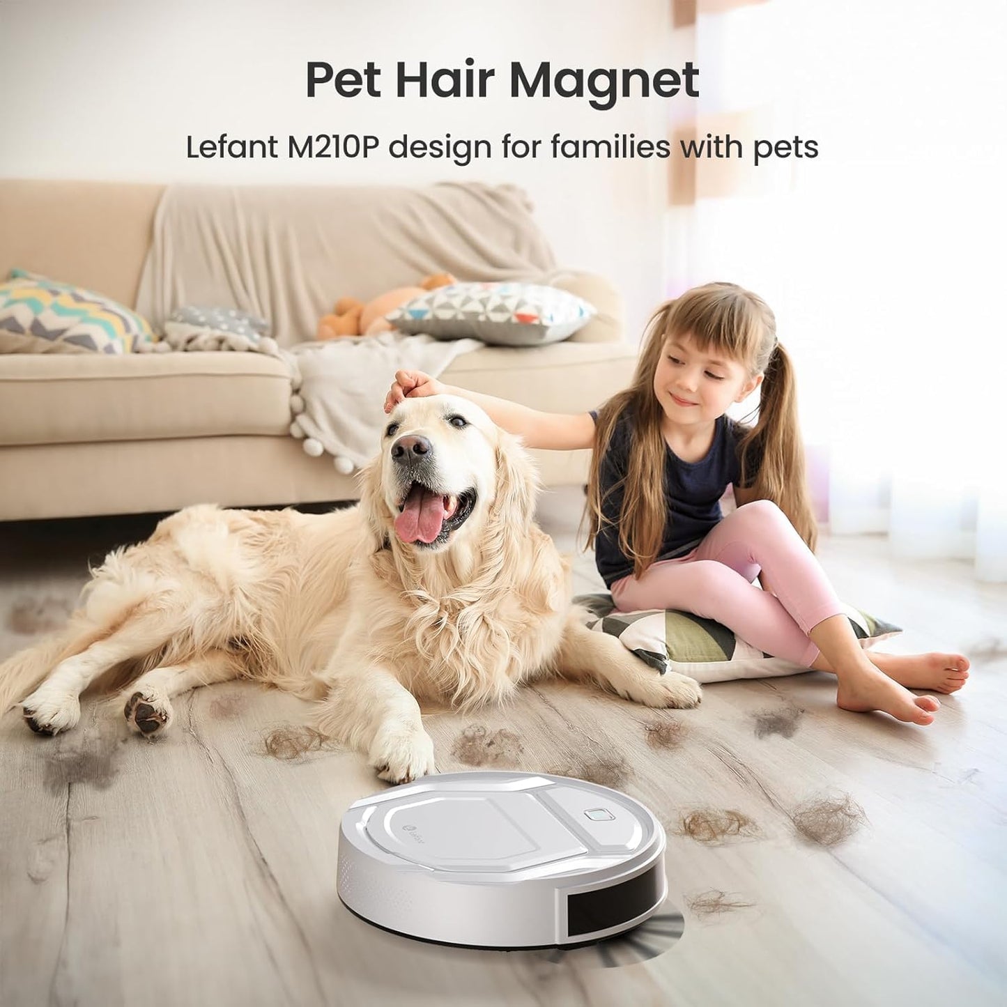 Lefant M210 Pro Robot Vacuum, Slim Quiet, 3 Adjustable Suction Levels, 6 Modes, Robot Vacuum Cleaner for Pet Hair, Hard Floors & Low Carpets, Self-Charging, WiFi/App/Alexa Control, Gray