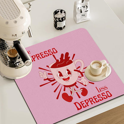 More Espresso Less Depresso Coffee Mat, Hot Pink Espresso Bar Accessories for Countertops