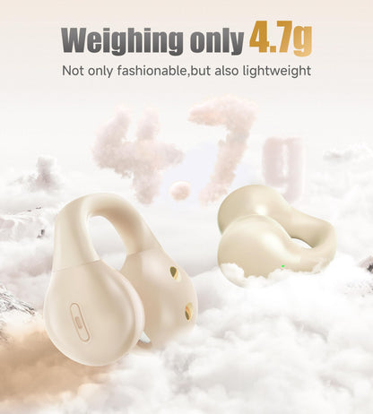 King Lucky i21 Open Ear Clip On Earbuds Wireless Bluetooth Ear Clip Headphones with Mic,Noise Cancelling, Waterproof IPX4,for Small Ears,Perfect for Running,Sports,Glasses Wearers (White)