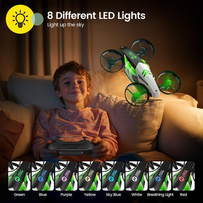 Holy Stone HS210T Drones for Kids, 2 IN1 MINI Indoor Drone with Land & Fly Mode, Four Posture Deformations RC Quadcopter with 3D Flip, Auto Hovering, Easter day& Birthday Toy Gift for Boys and Girls