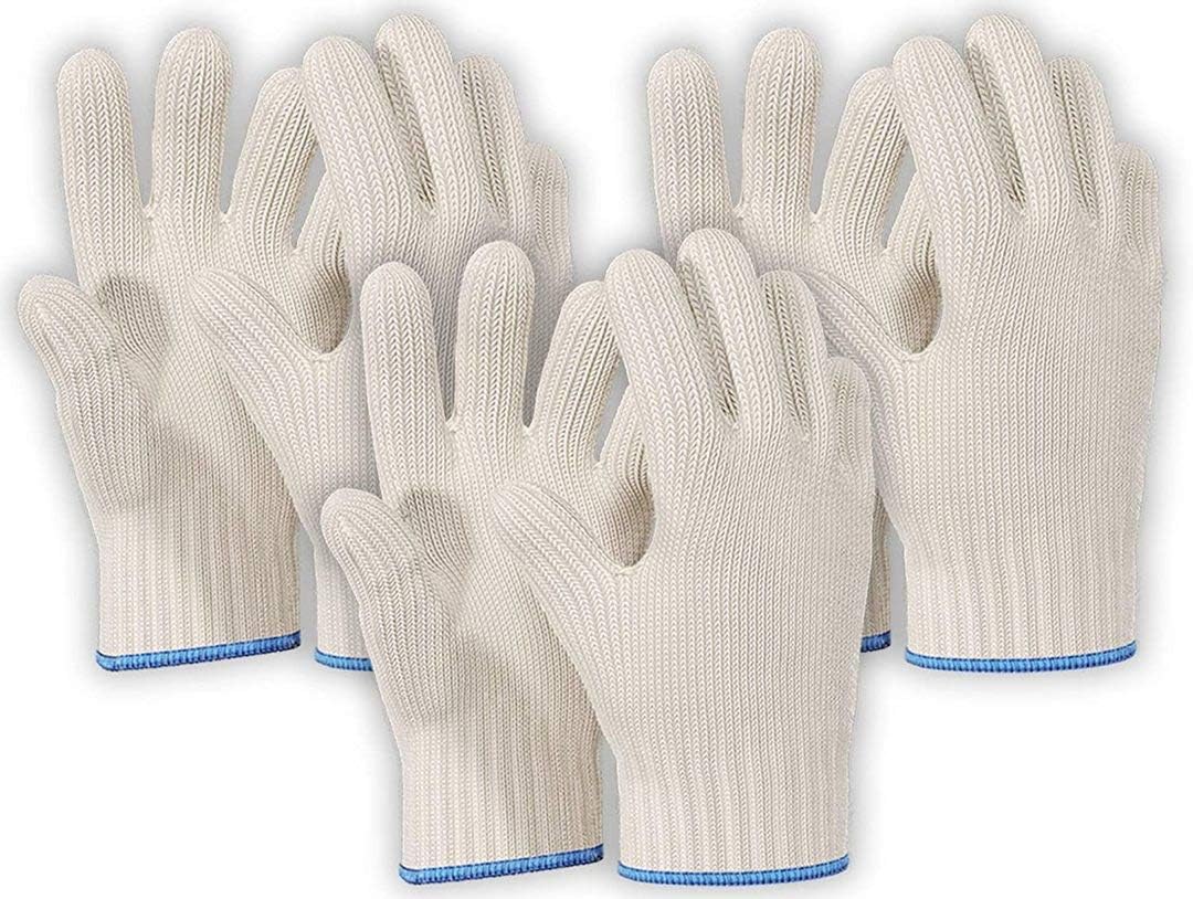 Heat Resistant Oven Gloves with Fingers - 3 Pairs Cotton Kitchen Pot Holders
