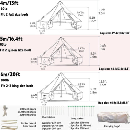DANCHEL OUTDOOR B5PRO 4 Season Canvas Tent with Stove Jack Camping, Large Bell Tent with AC Port Yurt All Year Living, Luxury Glamping for 8 Person Hunting Party, 20ft/6m