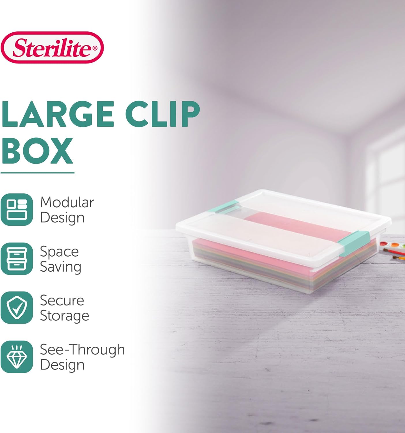 Sterilite 24-Pack Clip Box | Stackable Clear Plastic Storage Bins with Latching Lids - Ideal for Arts, Crafts & Office Organization