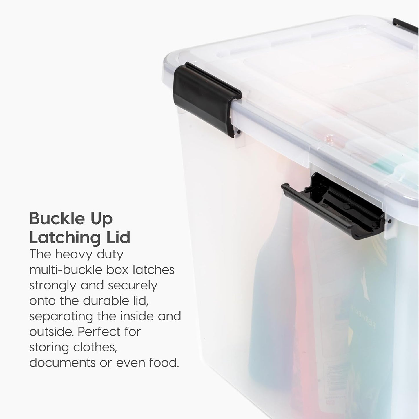 IRIS USA WeatherPro File Box Organizer for Letter/Legal Files, Water Resistant Document Box, Clear 32 Qt.