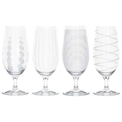 Mikasa 'Cheers' Beer Glasses/Craft Beer Glass Set with Decorative Etching, Crystal Glass, Silver Effect, 460 ml, Set of 4