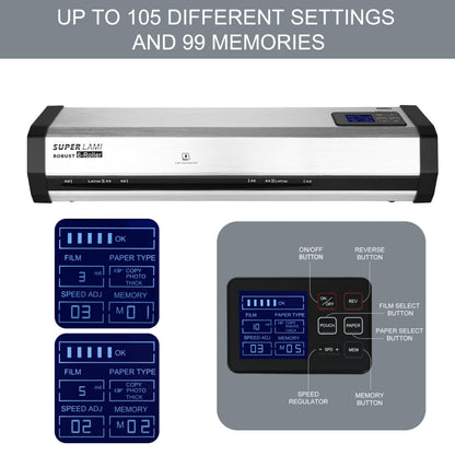 SINCHI Robust 6-Roller Laminator Machine with LCD Display, 3-10 Mil, Heavy Duty, 13-inch Thermal Laminating Machine for Commercial Use, 1.5-Minute Warm-up, 90 Inches/Minute, 105 Settings & 99 Memories