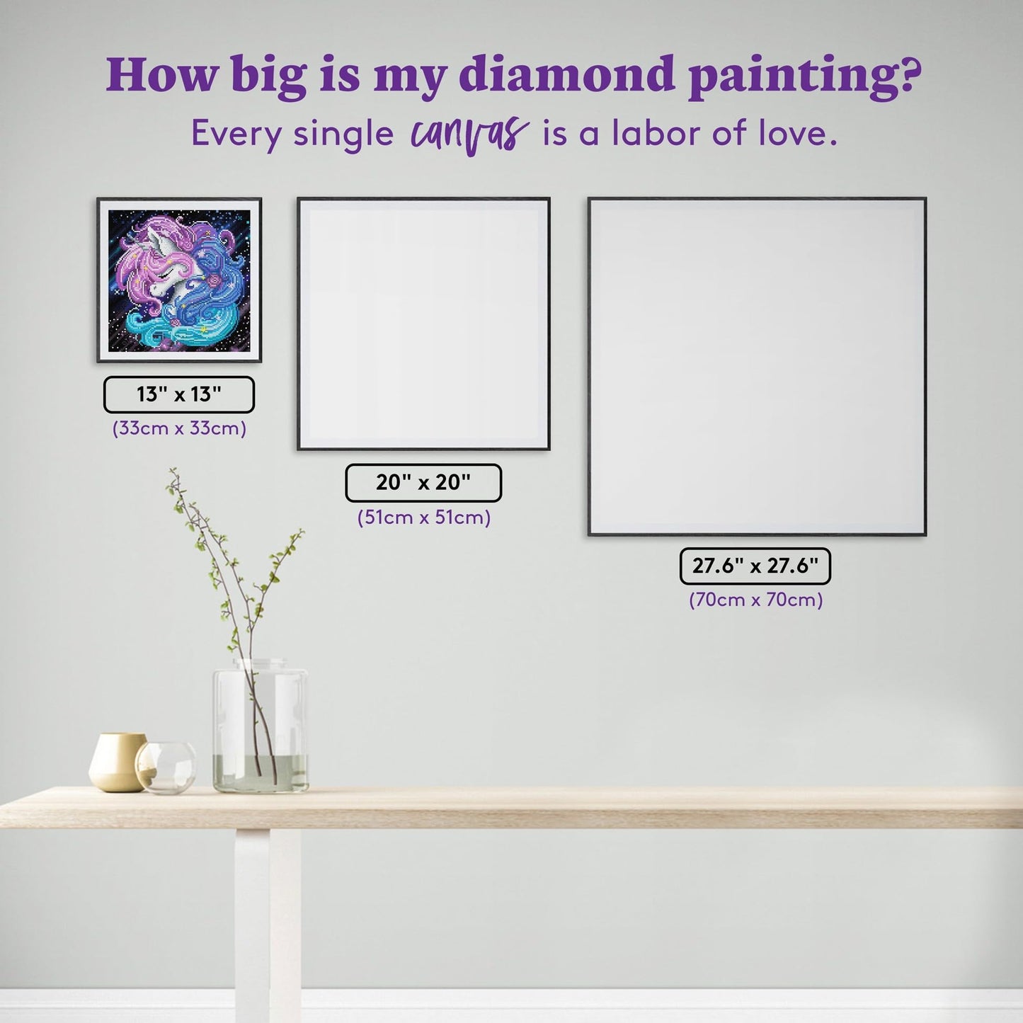 DIAMOND ART CLUB Aurora the Unicorn Diamond Painting Kit, Fun DIY Crafts for Adults, Round Diamond Art Canvas, 13" x 13" (33 cm x 33 cm)