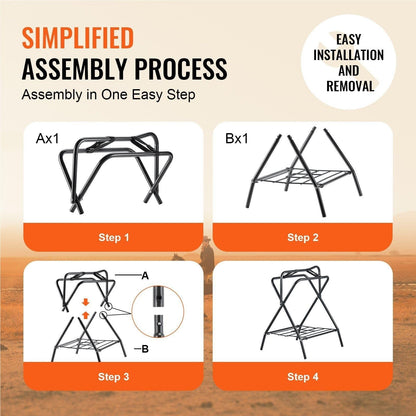 CHYLMAPHEN 1pc Folding Saddle Rack Portable Freestanding Horse Saddle Stand 132 LBS for Horses Blanket Stall Supplies Accessories