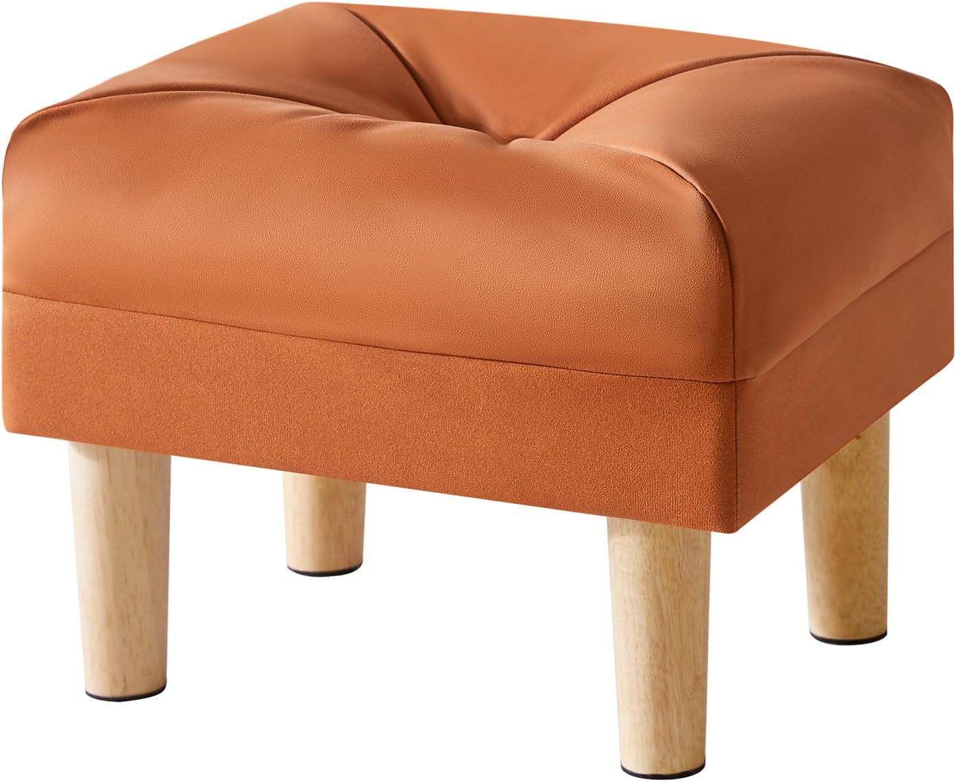 15.75"D 11.42"W12.6"H UHBD040J YMYNY Small Footstool Ottoman, Faux Leather Footrest with Sponge Padded Seat, Step Stool