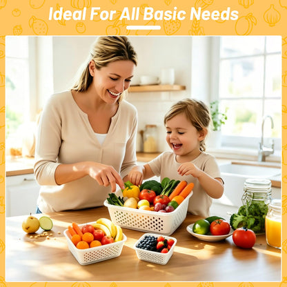 IKKAB 3 Pack Fruit Storage Containers for Fridge with Removable Colander, Airtight Produce Storage Containers for Fridge, 4-in-1 Fruit and Vegetable Storage, Berry Keeper, Stackable Veggie Containers
