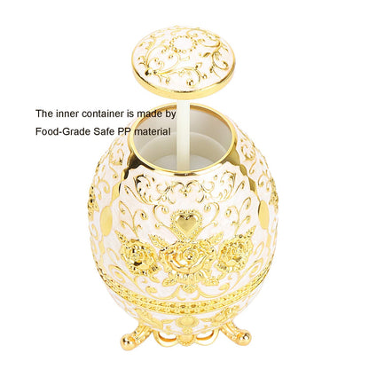 K COOL Gorgeous Automatic Toothpick Holder with Bottle Opener, Hand Press Retractable Retro Toothpick Dispenser Toothpicks Case Can Box Container for Kitchen Home Restaurant (Jade White-Gold Rose)