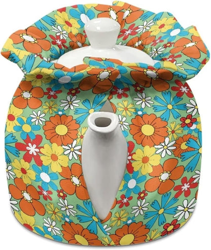 Hippie Flower Tea Cozy for Teapot - Heat Resistant Kettle Dust Cover for Standard Size Teapots