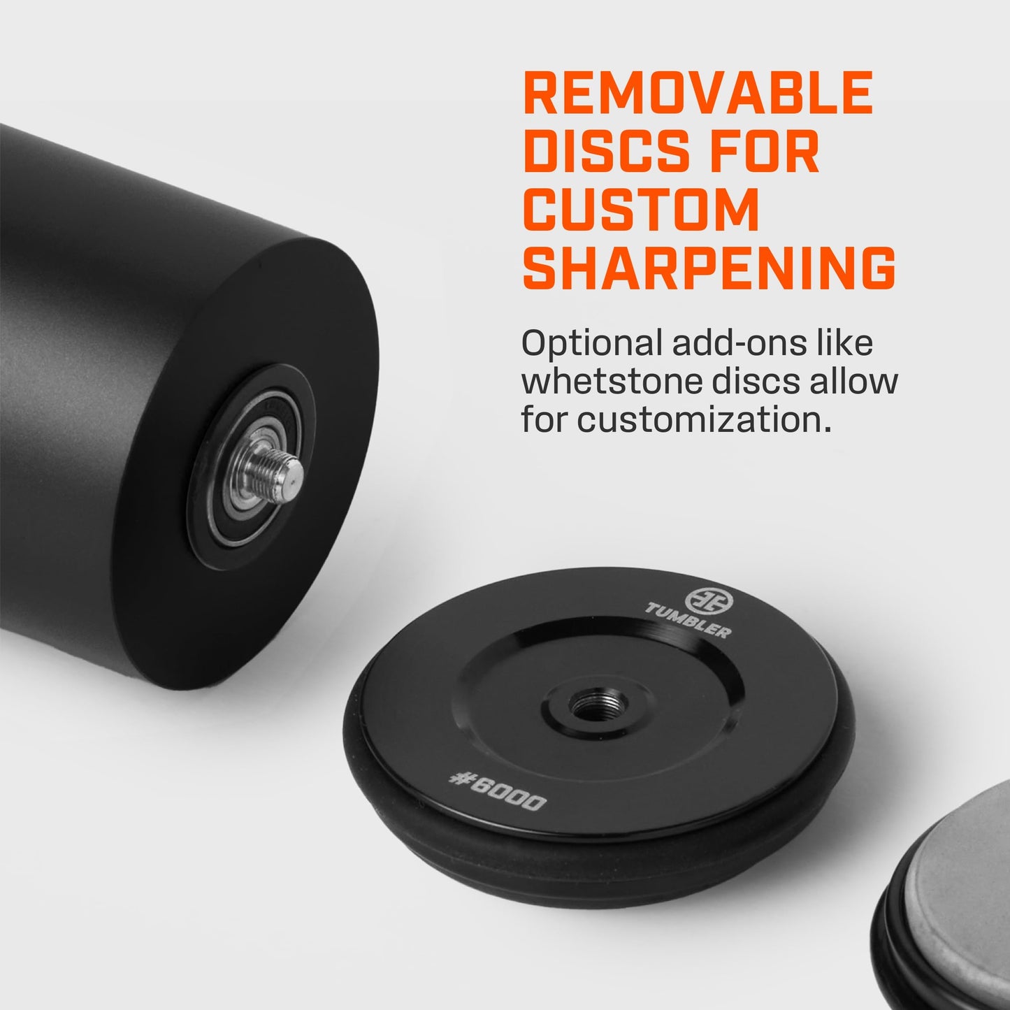 TUMBLER Pro Rolling Knife Sharpener™ - Knife Sharpening Made Easy - Ultimate Gift for Father's Day - Kit with Removable Disc System - 4-Layer Diamond Sharpening Disc & EdgeBoost Ceramic Disc (Black)