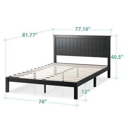 Zinus Santiago Wood Platform Bed Frame, Wood Slat Support, No Box Spring Needed, Easy Assembly, King, Black