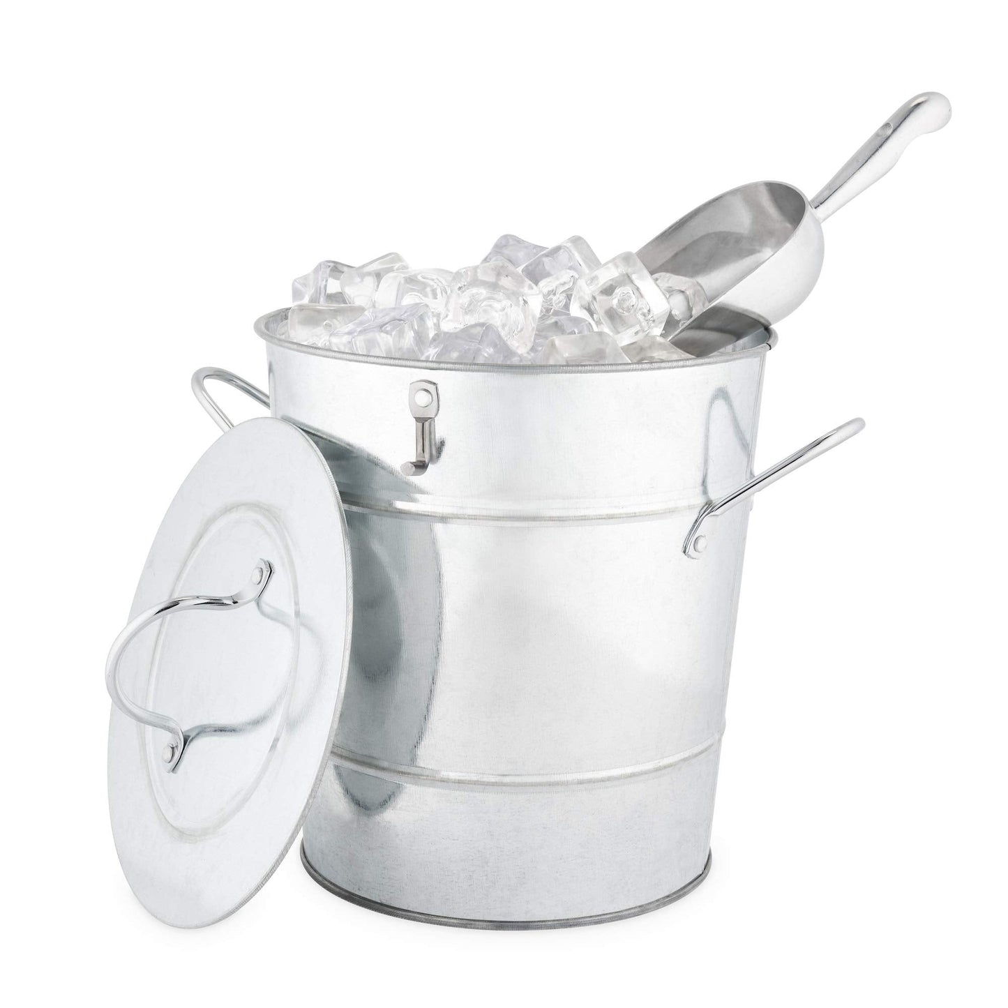 Twine Insulated Ice Bucket with Lid, Scoop & Handles for Beer, Wine, Champagne, Beverages, 1 Gal Galvanized Metal Bucket, Steel Ice Container for BBQs, Indoor & Outdoor Party Supplies, Bar Accessories
