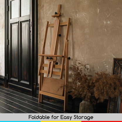 MEEDEN Large Studio Artist Easel, Adjustable Studio Painting Easel, Solid Beechwood H Frame Easel, Display Art Easel for Watercolor, Acrylic, Oil Painting, Adjusts to Max 88", Hold Canvas Up to 59"