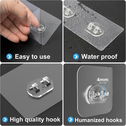 Lsnisni Shower Caddy Adhesive Hooks - 12 Pack, Waterproof & No Drilling, Modern Design for Bathroom & Kitchen