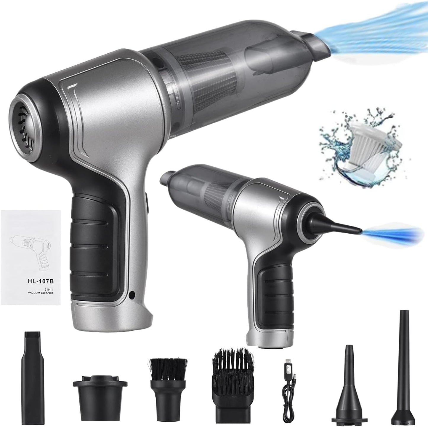 Handheld Car Vacuum Cordless, Mini Vacuum & Air Duster & Hand Pump 3 in 1, Portable Wireless Car Vacuum Cleaner with