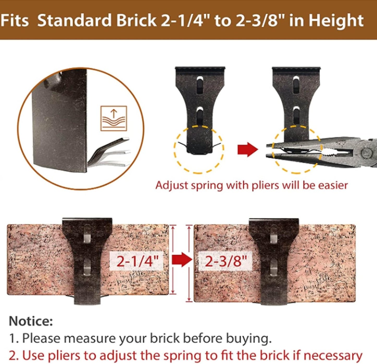 TOPINCN 8pcs Brick Hook Clips, Sturdy Steel Utility Hooks for Home Storage, No Tools Required