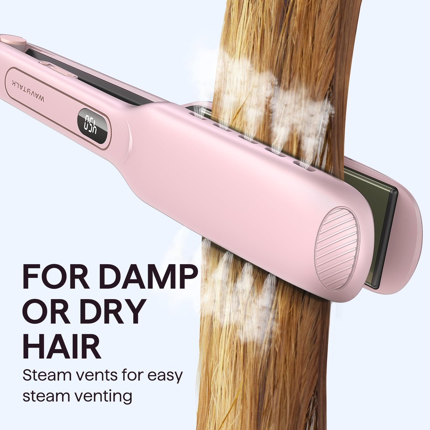Wavytalk Wet to Straight Hair Straightener, Titanium 1.75 Inch Vent Sesh Wide Flat Iron, Straightener for Damp or Dry Hair with Dual Voltage Leave Silky & Smooth, Black