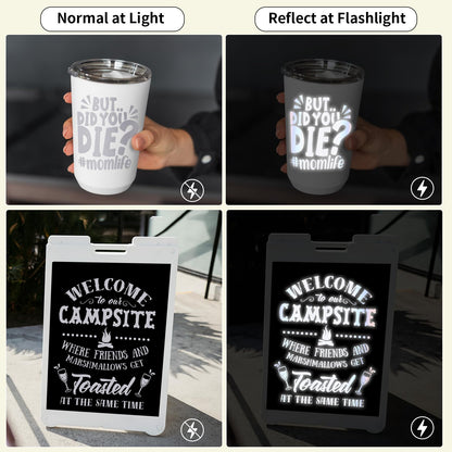 VINYL FROG Reflective Silver Adhesive Vinyl 12 inches x 6 FT Roll, Flashlight Sensitive Craft Vinyl for Decals, Cars, Bikes, Motorcycles, Helmets, Mailbox, Reflective Tape Roll