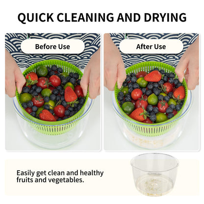 Salad Spinner, Fruit and Vegetable Washer, Spin and Dry Salad Greens, 3 QT Lettuce Spinner with Bowl and Mesh Basket