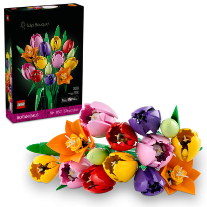 LEGO Botanicals Tulip Bouquet Building Set for Adults - Gift for Birthdays - Bedroom, Book Shelf & Office Decor for Women & Men, Ages 18+ - Artificial Flowers Crafting Kit - 11501