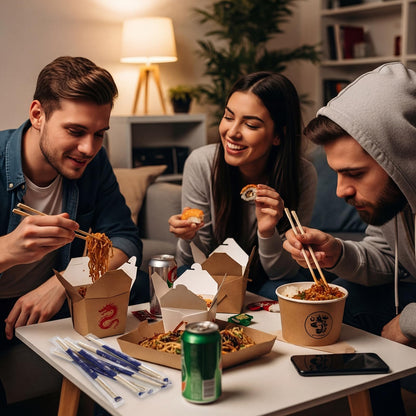 Acellegic 300 Pairs Bamboo Disposable Chopsticks Bulk 8 Inch Round Separated Wooden Chopsticks Individually Wrapped in Clear Sleeve Film for Take out Orders Restaurants Picnics(Smile Face Pattern)