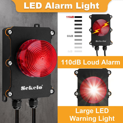Sump Pump Alarm,Sekelo High Water Alarm with 10ft Level Float Switch,110dB Loud Alarm and High Brightness LED Indicator ,IP67 Indoor/Outdoor Use,Ideal for Septic Sump Pump Pond Water Tank