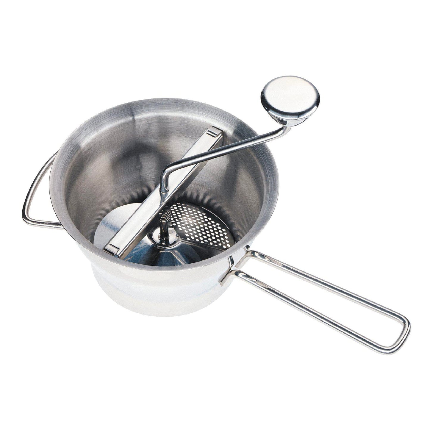 Küchenprofi Stainless Steel Food Mill, Silver, Large, 18/10 Steel, 4 Interchangeable Discs, Strainer for Sauce, 15.5x8.75x4.75 inches, 0.4 kg
