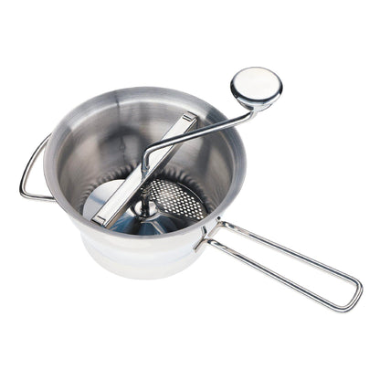 Küchenprofi Stainless Steel Food Mill, Silver, Large, 18/10 Steel, 4 Interchangeable Discs, Strainer for Sauce, 15.5x8.75x4.75 inches, 0.4 kg