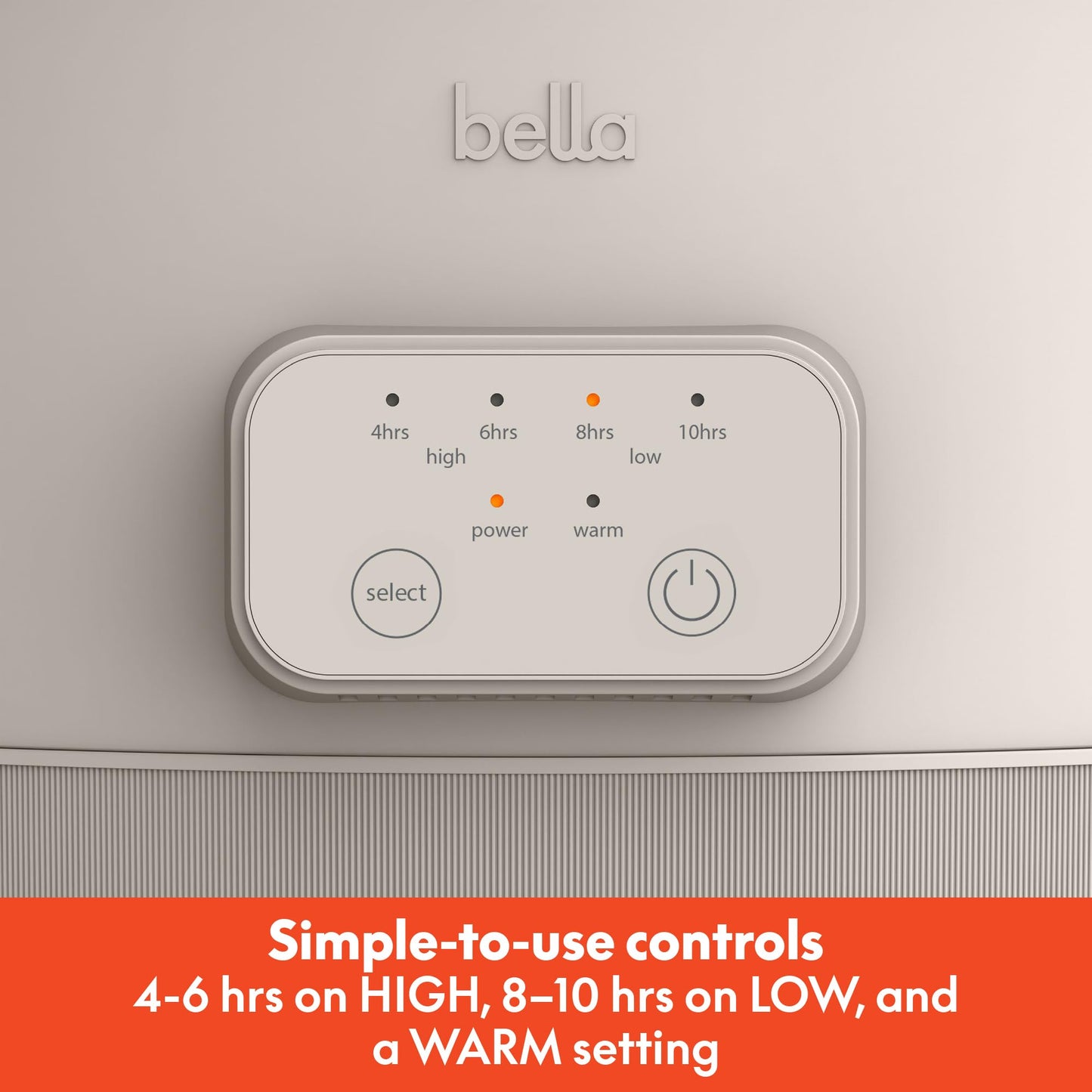 bella 6.0 Qt Programmable Slow Cooker, Ceramic Nonstick Coating, Adjustable Temperature & Cooking Times, Dishwasher Safe Stoneware Pot & Tempered Glass Lid, Tangle Free Cord Wrap, Oatmilk