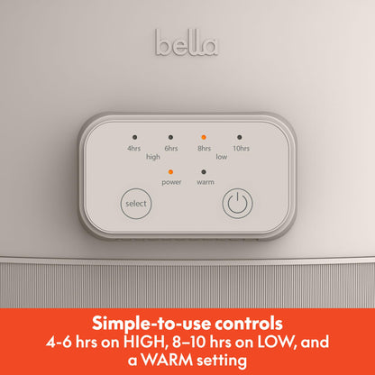 bella 6.0 Qt Programmable Slow Cooker, Ceramic Nonstick Coating, Adjustable Temperature & Cooking Times, Dishwasher Safe Stoneware Pot & Tempered Glass Lid, Tangle Free Cord Wrap, Oatmilk