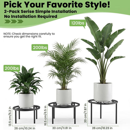 2-Pack Use(11.81" TOSKING Plant Stands - Heavy Duty Low Plant Stand, No Assembly Required Risers for Potted Plants