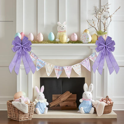 YKW Large Purple Burlap Bow - Elegant 20x11 Inch Wreath Decor for Weddings & Holidays | Indoor/Outdoor Use