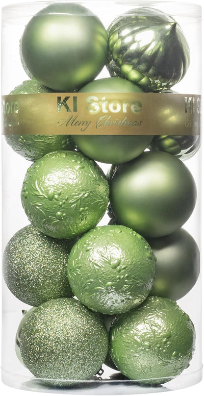 KI Store Light Green Christmas Balls, 20pcs 3.15-Inch Christmas Tree Decoration Ornaments for Holiday Wreath Garland