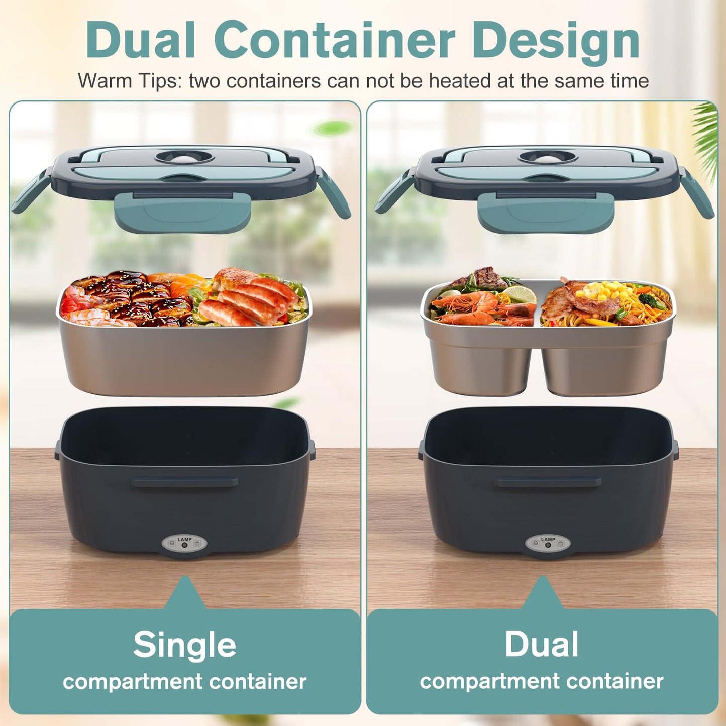 Electric Lunch Box Food Heater, 3 in 1 Ultra Quick Heated Lunch Boxes for Adults, 12V/24V/110V Portable Food Warmer for Car/Truck/Office With Fork Spoon and Insulated Carry Bag