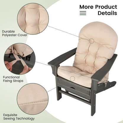 49" 23" 5" 1) Giantex Patio Adirondack Chair Cushion - x High Back Rocking Chair Cushion w/Fixing Straps, Durable